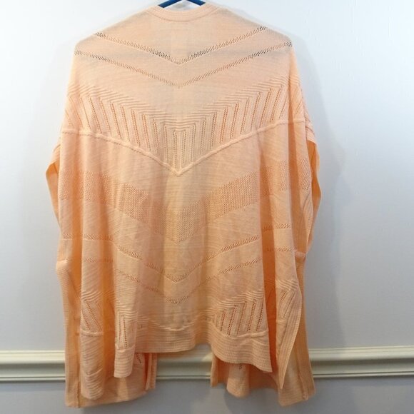 CHICOS Lightweight Peach Open Cardigan Sweater NEW Size S/M Open Knit Batwing - Picture 7 of 7